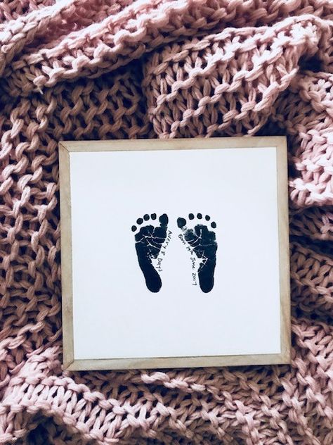 Newborn Footprint Ideas, Baby Footprints Christmas, Baby Handprint Art, Baby Milestone Chart, Baby Handprint Crafts, Newborn Footprints, Baby Footprint Art, Footprint Keepsake, First Birthday Posters