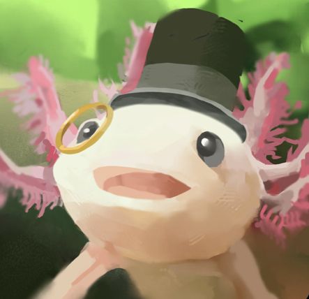 a stuffed animal axolotl with an eyeglass and a top hat Axolotl Profile Pic, Axolotl Character, Favorite Animals, Nice Art, Fancy Pants, Random Pics, Positive Messages, Dnd Characters, Art Drawings Sketches