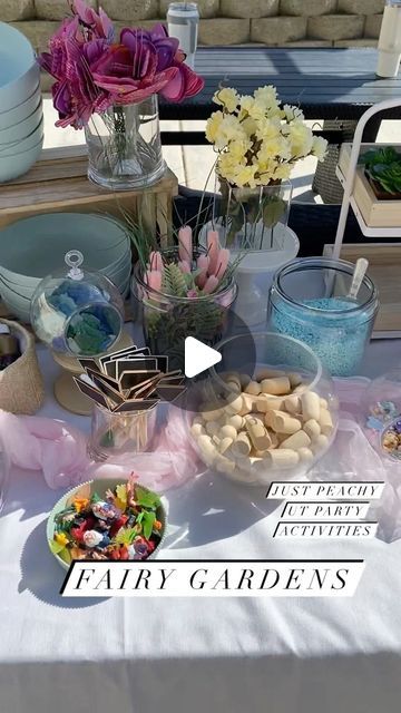 Danielle Baker on Instagram: "Obsessed with how well the Fairy Gardens complemented this sweet whimsical birthday party! The 4-year-old birthday girl built gardens for hours even after all the guests left. DM us to collaborate on the perfect activities for your next event! 

Event Planner: @kenziesevents 

#kidsparty #kidspartyideas #kidspartyinspo #kidspartyactivities #kidscrafts #fairygarden #fairygardens #utahkids #utahmoms #utahdads #birthdaypartyideas #kidsbirthdayparty #kidsbirthday" Whimsical Birthday Party, Whimsical Birthday, Just Peachy, Party Activities, Fairy Gardens, The Fairy, Party Party, Birthday Girl, Event Planner