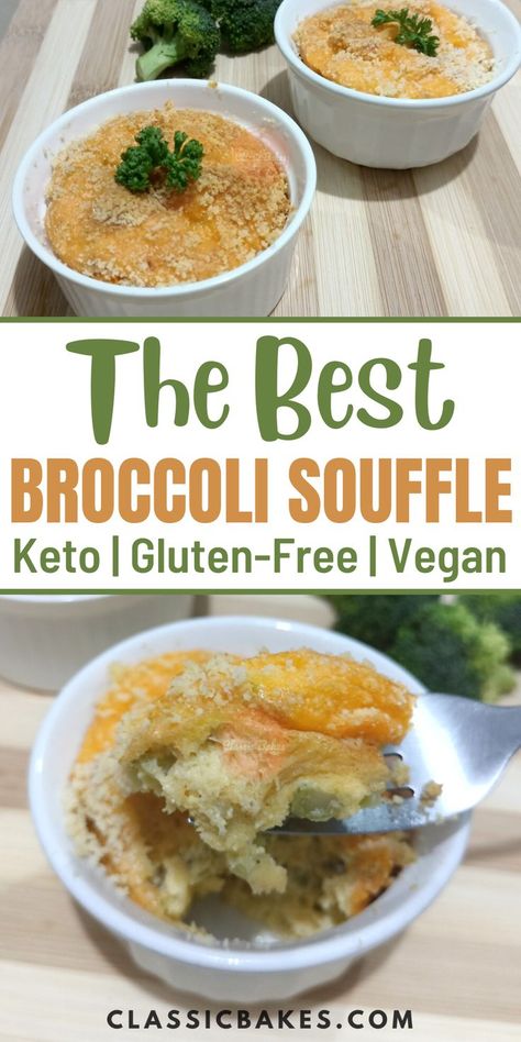 This Broccoli Souffle is the perfect addition to a fancy home meal or holiday gathering. It’s light, airy, savory, and delicious. First, broccoli is steamed until tender then it gets mixed into the base of the souffle batter. Next, whipped egg whites are carefully folded into the souffle batter to make it light and airy before being baked until golden brown and delicious. Broccoli Souffle, Whipped Egg Whites, Souffle Recipe, How To Make Broccoli, Souffle Recipes, Chicken Dishes Easy, New Oven, Plant Based Diet Recipes, Carbohydrates Food