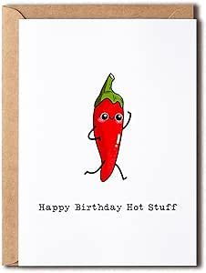 NTVShop Happy Birthday Hot Stuff - Birthday Card - Funny Card - Card For Him Her Husband Wife Girlfriend Boyfriend - Chili Birthday Card Birthday Cards Husband, Happy Birthday Hot Stuff, Happy Birthday Hot, Watercolor Ideas, Funny Birthday Cards, Girlfriend Boyfriend, Card Card, Funny Cards, Husband Wife