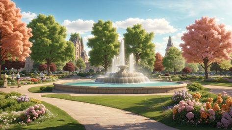 Park With Fountain, Royal Garden, Dream Vacations Destinations, Vibrant Flower, Crystal Clear Water, Futuristic Architecture, Enchanted Forest, Awe Inspiring, Enchanted