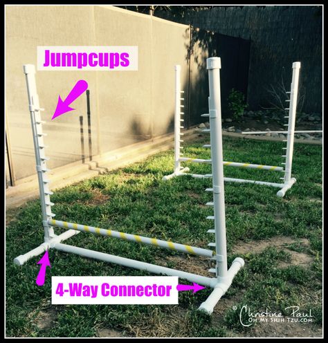 Backyard Agility Equipment Pvc Dog Agility Course, Indoor Agility Course For Dogs Diy, Agility Course For Dogs Diy, Dog Agility Course Diy How To Build, Pallet Dog Agility Course, Diy Dog Agility Course Backyards, Diy Agility Equipment, Diy Dog Training Equipment, Diy Dog Obstacle Course