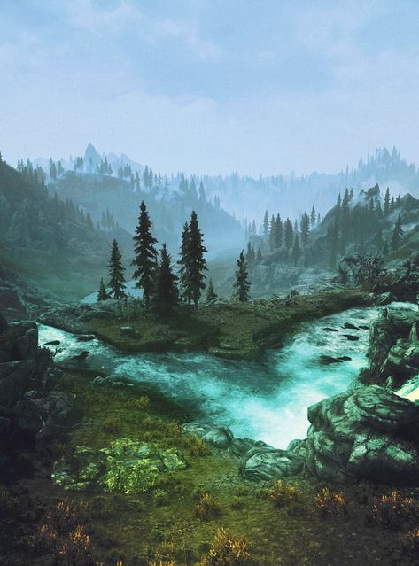 Skyrim Wallpaper, Elder Scrolls Oblivion, Conifer Forest, Scrolls Game, Skyrim Art, Elder Scrolls Art, Skyrim Mods, Elder Scrolls Skyrim, Games Design