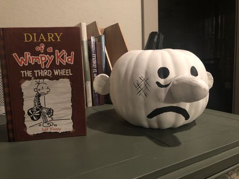 Diary of a Wimpy Kid Character Pumpkin Diary Of A Wimpy Kid Pumpkin, Book Character Pumpkins, Character Pumpkins, The Third Wheel, Pumpkin Books, Diary Of A Wimpy, Diary Of A Wimpy Kid, Wimpy Kid, Book Character