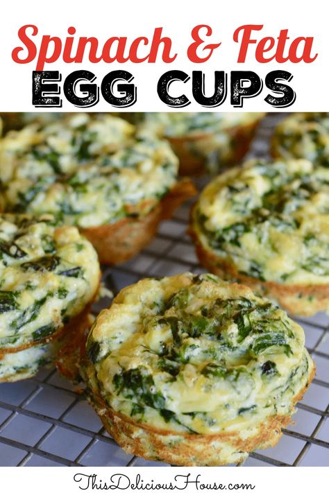 Spinach and Feta Eggs Cups are portable, full of protein, and so easy to make! #eggcups #spincheggcups Feta Eggs, Breakfast Spinach, Eggs Cups, Rice Ideas, White Recipes, Spinach Breakfast, Egg Bites Recipe, Sugar Replacement, Eggs Breakfast