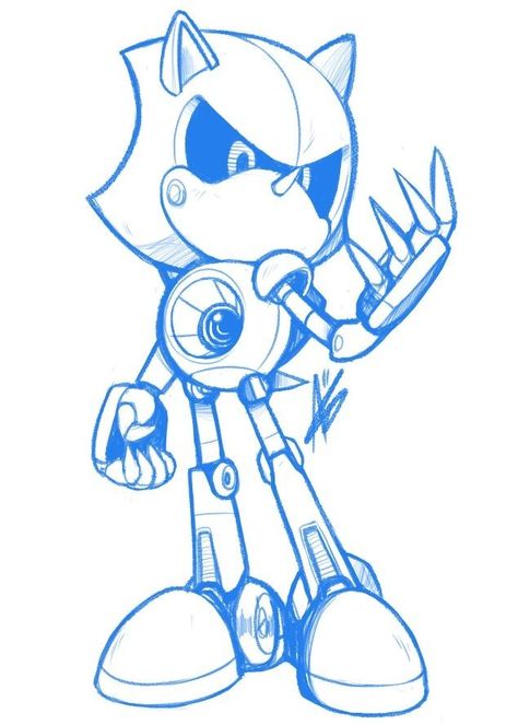 Metal Sonic Fanart, Sonic Coloring Pages, Sonic Coloring, How To Draw Sonic, Metal Sonic, Bd Art, Sonic Mania, Megaman X, Classic Sonic