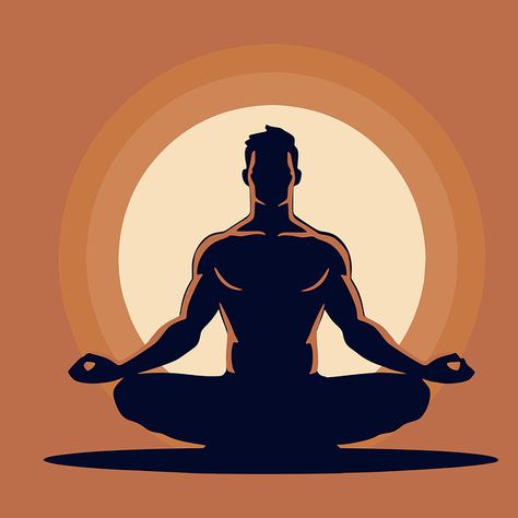 Man Meditating Drawing, Guy Meditating, Meditating Drawing, Yogic Art, Meditation Pose Drawing, Meditation Vector, Meditation Drawing, Yoga Artwork, Man Yoga