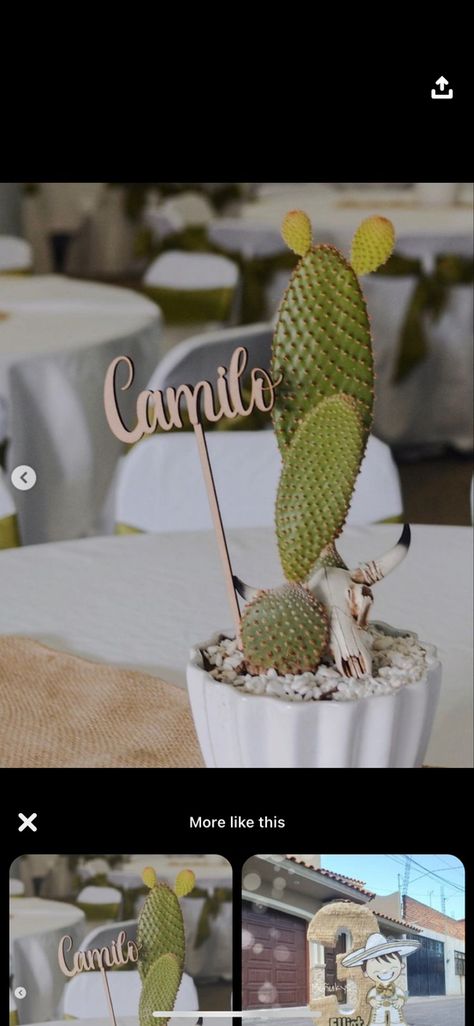 Rancho Theme Birthday Party, 1st Rodeo Table Centerpieces, Cactus Table Centerpiece, Western Bautizo Ideas, Rodeo Birthday Table Decor, First Rodeo Table Centerpiece, Rodeo Table Centerpiece, My First Rodeo Centerpieces Boy, First Rodeo Birthday Boy Centerpieces