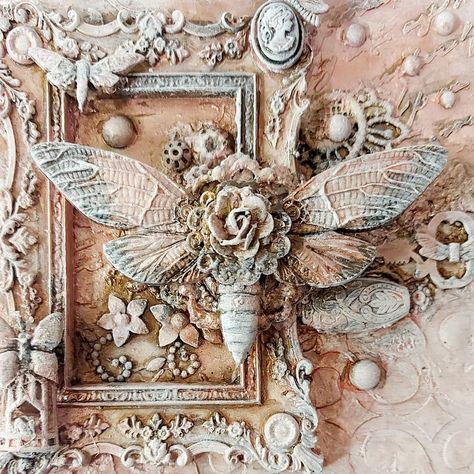 #alteredbox using #finnabair moulds and #artalchemysparks. | Instagram Finnabair Moulds, Iod Molds, Finnabair Mixed Media, Dragons Eye, Multimedia Art, Finnabair Art, Steampunk Mixed Media, Mixed Media Art Projects, Mixed Media Art Tutorials