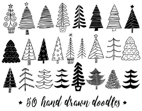 Winter Firs, Doodle Christmas, Chalkboard Christmas, Christmas Tree Silhouette, Christmas Tree Drawing, Tree Doodle, Christmas Tree Images, Hand Drawn Christmas, Christmas Tree Clipart