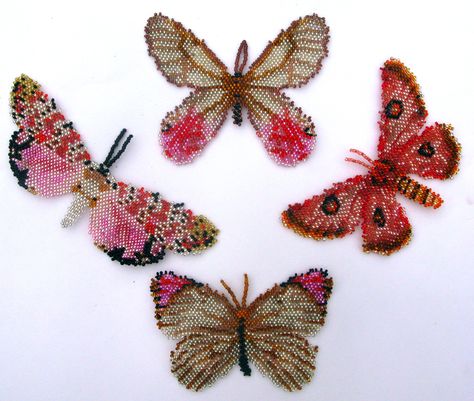 Beaded Butterflies, Beaded Creatures, Three Butterflies, 3 Butterflies, Butterfly Live, Crochet Butterfly Pattern, Butterfly Dragonfly, Beaded Butterfly, Crochet Butterfly