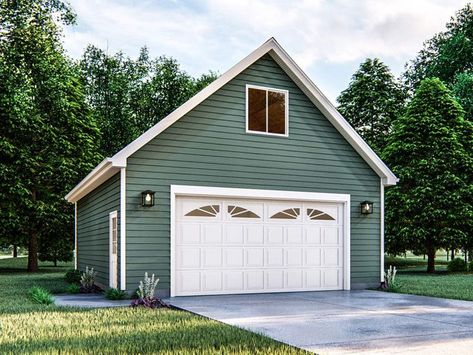 050G-0133: 2-Car Garage Plan with Loft; 24'x30' Garage Plans With Loft, Advanced House Plans, 2 Car Garage Plans, Garage Plans Detached, Garage Lights, Garage Loft, Cottage House Plan, Ultimate Garage, Storage Building