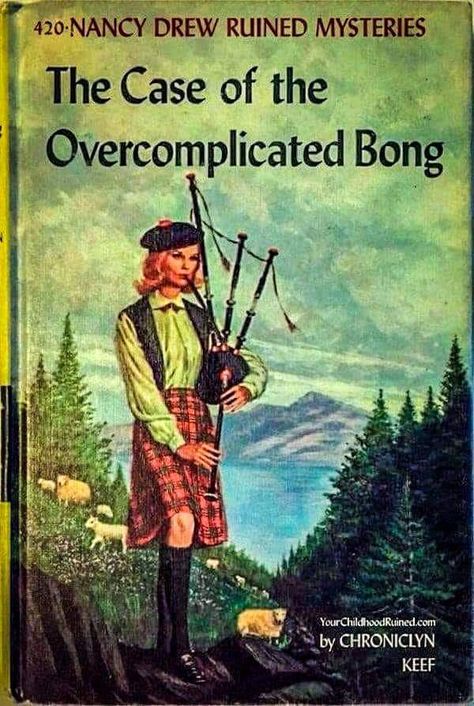 Book Parody, Nancy Drew Mystery Stories, Bizarre Books, Nancy Drew Books, Mystery Stories, Golf Quotes, Ladybird Books, Bagpipes, Nancy Drew