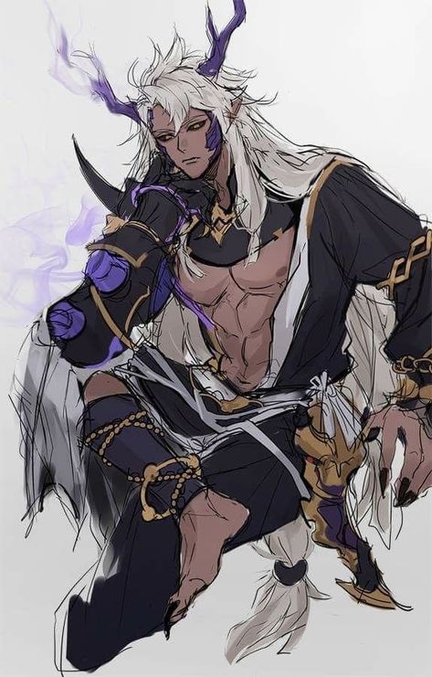 Male Witch, Hybrid Art, Ibaraki, Dark Anime Guys, Black Anime Characters, Fantasy Creatures Art, Human Art, Character Design Male, Handsome Anime