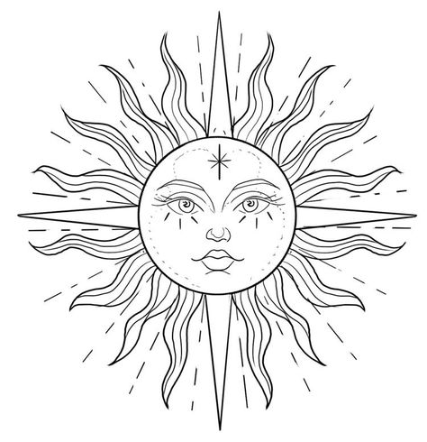 El Sol Loteria Tattoo, Sun Face Illustration, Sol Hippie, Bee Tattoos, Cool Shoulder Tattoos, Boho Bedrooms, Sun Drawing, Christian Sleeve Tattoo, Boho Tattoos