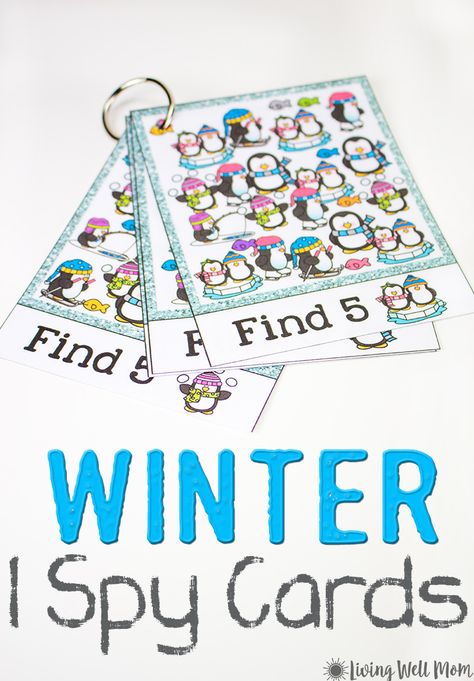 These Winter I Spy For Kids cards are a perfect no-mess activity for a winter day when it’s just too cold to go outside. Grab these adorable free printables and enjoy them with your kids today! Winter I Spy, Winter Printables Free, Winter Theme Preschool, Winter Printables, January Activities, Winter Activities Preschool, Winter Classroom, Winter Kindergarten, Polar Animals