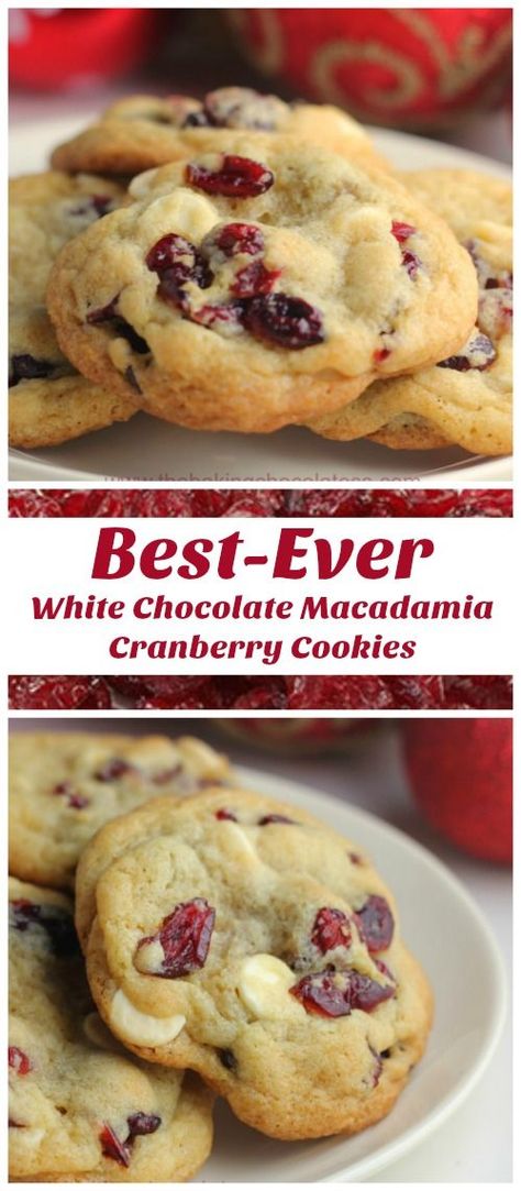 The Baking ChocolaTess | Best-Ever White Chocolate Macadamia Nut Cranberry Cookies | http://www.thebakingchocolatess.com White Chocolate Macadamia Cranberry Cookies, Cranberry Macadamia Nut Cookies, Cookies Macadamia, Nutty Cookies, Chocolate Cranberry Cookies, White Chocolate Macadamia Nut Cookies, White Chocolate Macadamia Nut, White Chocolate Cranberry Cookies, Macadamia Cookies