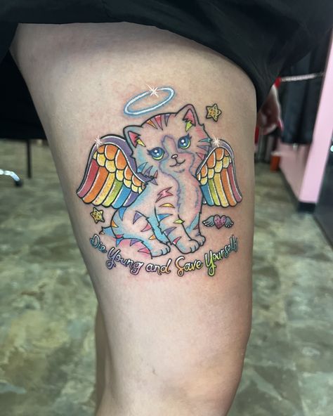 Still shot of this Lisa Frank tattoo I did recently. Please come to me for stuff like this it truly makes me so happy to be able to make such cute tattoos! #tattoo #tattooartist #atlantaartists #atlantaartist #kennesaw #kennesawtattoo #atlantatattooartist #gatattooers #momotattooco #besttattoos #besttattoosofinstagram #femaletattooartist #seladytattooers #femaletattooartistatlanta #lisafrank #lisafranktattoo #cutetattoo #customtattoo Lisa Frank Alien Tattoo, Lisa Frank Tattoos, Lisa Frank Tattoo Ideas, Lps Tattoo, Lisa Frank Tattoo, Frank Tattoo, Dinosaur Tattoos, Atlanta Artist, Alien Tattoo