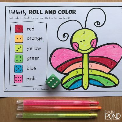 FREE Butterfly Roll and Color Letter B Activities, Butterflies Activities, Insect Activities, Unit Studies Homeschool, Teaching Printables, Homeschool Preschool Activities, From The Pond, Language Art Activities, Butterfly Life Cycle