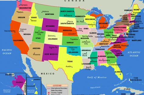 Language Map, America Washington, States And Capitals, North America Map, America Map, Australia Map, State Capitals, United States Map, Usa States