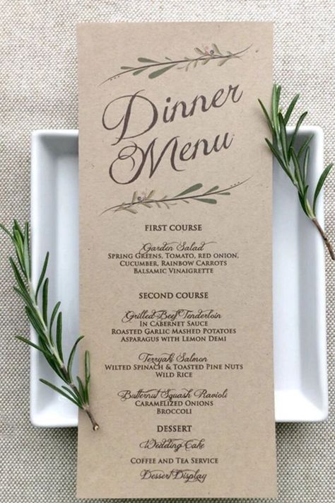 Wedding Menu Card, Wedding Reception Dinner Menu Ideas, Rustic Wedding Menu Cards. Rustic Wedding Menu, Wedding Menus Design, Wedding Table Menus, Wedding Bar Menu Sign, Rustic Wedding Theme, Rustic Table Setting, Wedding Reception Dinner, Menu Card Template, Wedding Dinner Menu