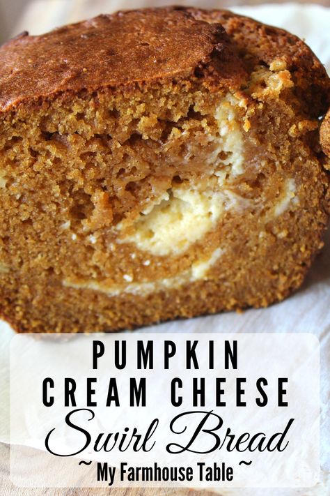 Pumpkin Cream Cheese Swirl Bread - My Farmhouse Table Cheese Swirl Bread, Cherry Yum Yum Recipe, Pumpkin Bread With Cream Cheese, Pumpkin Cream Cheese Bread, Cream Cheese Pumpkin, Bread With Cream Cheese, Cream Cheese Swirl, Mini Loaves, Cream Cheese Bread