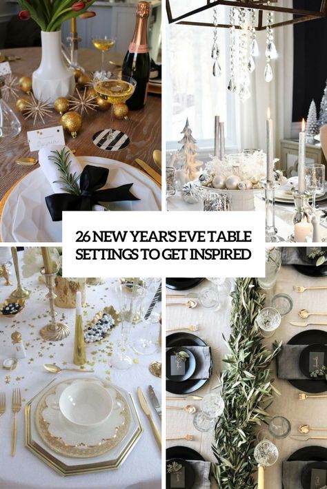 new year's table settings to get inspired cover New Years Eve Table, New Years Eve Table Setting, Cool Recipes, New Year Table, Table Setting Ideas, Cool Decor, New Year's Food, Party Table Settings, Setting Ideas