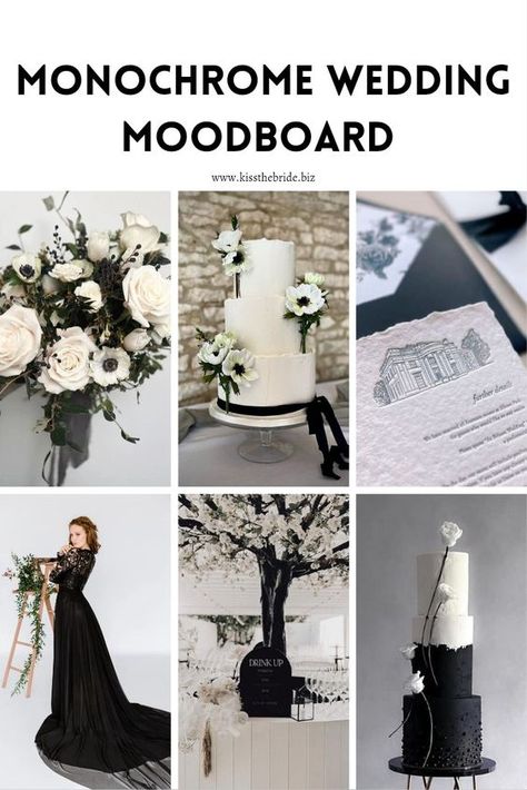 Follow our lovely monochrome wedding moodboard for lots of black and white wedding ideas for this classic wedding style. Black And White Wedding Ideas, Black Bridal Veil, White Wedding Ideas, Neutral Wedding Inspiration, Monochrome Wedding, Monochrome Weddings, Kiss The Bride, Black And White Wedding Theme, Wedding Moodboard