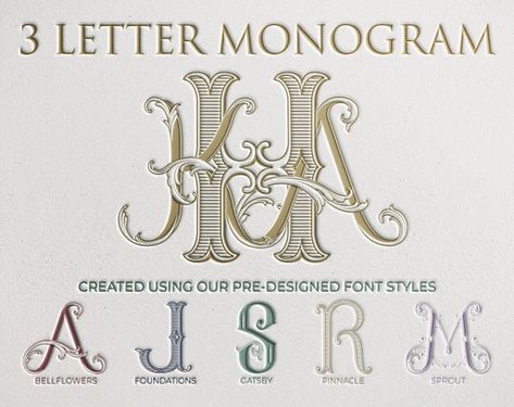 3 Letter Wedding Monogram, Couple Monogram Design, Fonts Wedding, Monogramm Alphabet, Letter Styles, 3 Letter Monogram, Custom Wedding Monogram, Couples Monogram, Wedding Logo Monogram