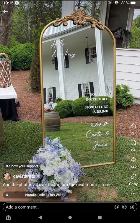 Sage Green Wedding Theme, Cocktail Hour Decor, Drink Garnishing, Wedding Mirror, Green Themed Wedding, Selfie Mirror, Hello Darling, Sage Green Wedding, Maybe One Day