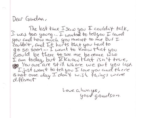 This is a very beautiful letter to grandma from her grandson. I wish she was alive to read it. I bet this will put a smile on her face wherever she is. Letter To My Grandma, Letter To Grandma, To My Grandma, Happy Birthday Letter, Birthday Letter, Happy Birthday Lettering, Birthday Letters, Random Image, Love Always