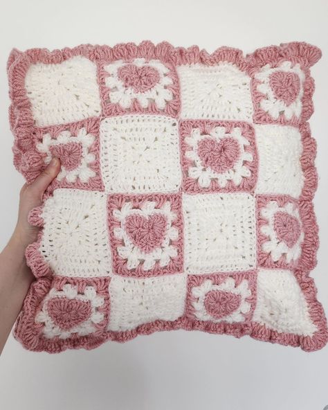 Heart granny square pillow 🩷◻️ and another pillow done!!! ✨️ . . . My cats are photobombing 90% of my photos 😿🫶 . . . . . #crochetpillow #handmadepillow #crochetdecor #pinkandwhite #crochetlove #crochetaddict #crochetdesign #crochetinspiration #crochetcreations #crochetartist #crochetproject #crochetpattern #crochetlife #crochetlovers #crochetfun #crochetcraft #crochetart #crochetcommunity #crochettherapy #crochetobsessed #pink #white #crochet #pillow #handmade #pillowcase #pinkandwhite Pillowcase Crochet, Granny Square Pillow, Heart Granny Square, Crochet Pillows, Pink Pillows, Crochet Pillow, Crochet Lovers, Pillow Handmade, Diy Crochet Projects