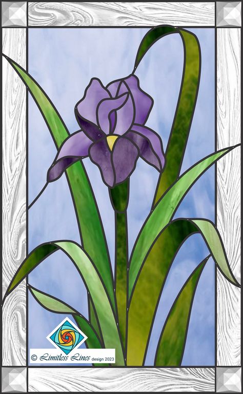 Stained Glass Iris Pattern, Stained Glass Art For Beginners, Iris Stained Glass Pattern, Stained Glass Patterns Flowers, Stained Glass Flowers Patterns Simple, Floral Stained Glass Patterns, Stained Glass Flowers Patterns, Beginner Stained Glass Projects, Stained Glass Patterns Beginner