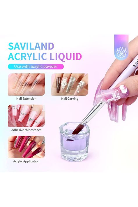 Saviland 4.06 oz Monomer Acrylic Nail Liquid â€?120ml Nail Liquid for Acrylic Powder Non-Yellowing MMA-Free Formula for Acrylic Nails Application Nail Extension &amp; Carving Nail Starter Home DIY Nail Salon Use Acrylic Nails Application, Acrylic Nail Liquid, Nails Application, Acrylic Liquid, Starter Home, Womens Nails, Acrylic Powder, Nail Extensions, Powder Nails