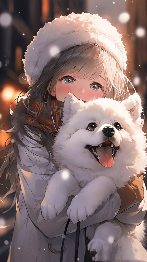 Anime Winter Wallpaper, Anime Puppy, Dog Animation, Whatsapp Wallpaper Cute, 강아지 그림, Cute Animal Clipart, Anime Child, Digital Art Anime, Dessin Adorable