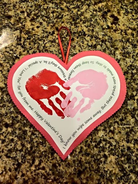 Heart Hand Prints Kids, Hand Print Valentines Cards, Baby Valentines Crafts Hand Prints, Hand Print Heart Crafts For Kids, Daycare Valentines Crafts, My First Valentines Day Crafts, Valentines Hand Print Art, Hand Print Valentines Crafts Kids, Valentine’s Day Handprint Crafts