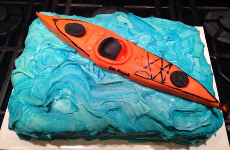 Kayak Cake, Birthday Cake Diy, 60th Cake, Pond Cake, Xmas Cakes, Hunting Cake, Cake Diy, Xmas Cake, 27th Birthday