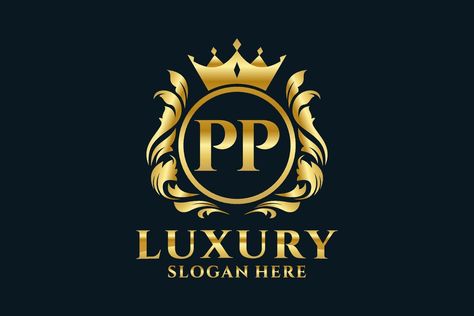 Initial PP Letter Royal Luxury Logo template in vector art for luxurious branding projects and other vector illustration. P Luxury Logo, Royalty Logo Design Ideas, Royal Brand Logo, Luxury Pendant Jewelry With Gold-tone Logo Plaque, Luxurious Branding, Luxury Black Jewelry With Gold-tone Logo Plaque, Branding Projects, Heart Tree, Logo Banners