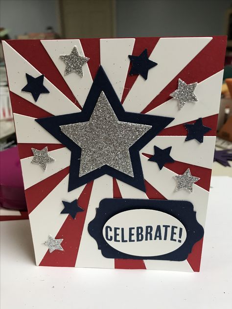 Sunburst Cards, Independence Day Card, Patriotic Cards, Military Cards, Handcrafted Cards, Congrats Card, Card Folds, Star Cards, Crafts Cards