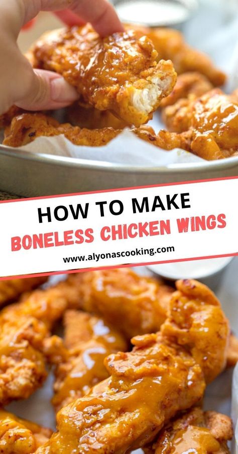 Sizzling Chicken And Cheese, Boneless Chicken Wings Recipe, Boneless Wing Recipes, Spicy Chicken Bites, Simple Food Recipes, Sizzling Chicken, Appetizer Dinner, Boneless Chicken Wings, Chicken Sandwich Recipe