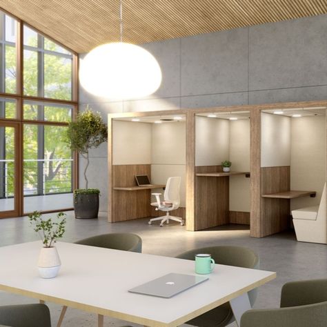 See the range of Spacestor Pods and Booths. In the modern office environment, dedicate workspaces for quiet or focus time. The selection of booths you can see are the Residence max for advanced specification inside, the Residence work for a solitary focus work pod, the residence huddle which is perfect for a small collaboration or private meeting, phone booths and portals which are great for use as a private space in a flexible and open office. Check out Spacestor.com for more details and images Workspace Office Design, Work Pods, Office Booth, Flexible Workspace, Workspace Office, Modular Office Furniture, Cool Office Space, Co Working Space, Quiet Room