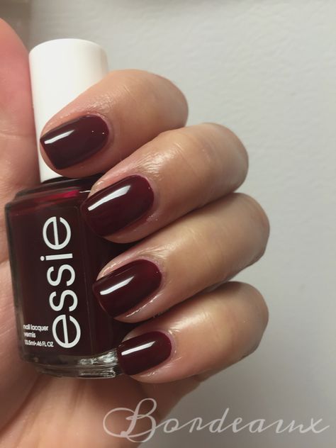 Essie's 'Bordeaux' Perfect fall shade Essie Nail Polish Bordeaux Red Wines, Essie Bordeaux Nails, Fall Core, Essie Polish, Ulzzang Makeup, Red Nail Polish, Manicure Ideas, Essie Nail Polish, Dark Nails