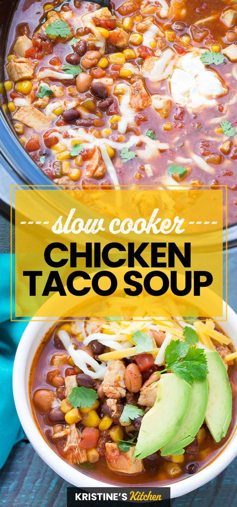 Chicken Salsa Soup Crockpot, Slow Cooker Chicken Taco Soup Allrecipes, Easy Dump And Go Crockpot Soups, Southwest Chicken Soup Crockpot, Chicken Black Beans Corn Crockpot, Crockpot Taco Soup Chicken, Chicken Tacos Soup, Chicken Taco Soup Crock Pot, Taco Chicken Soup