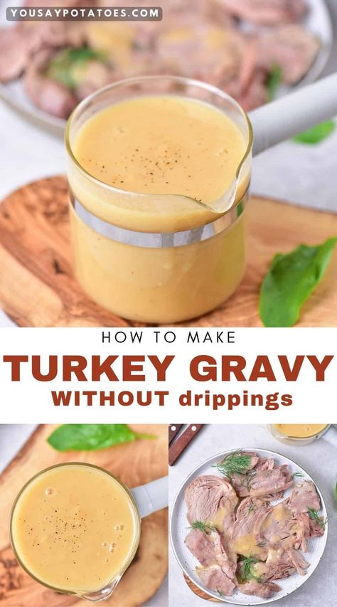 Turkey Gravy Without Drippings Gravy Recipe Without Drippings, Turkey Gravy Without Drippings, Easy Turkey Gravy, Gravy Without Drippings, Turkey Gravy Easy, Homemade Turkey Gravy, Making Turkey Gravy, How To Make Turkey, Turkey Broth