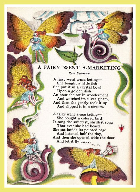 A Fairy Went A-Marketing  by   Rose Fyleman Fairy Poems, Poems For Boys, Winter Gowns, Alexa Demie, Cicely Mary Barker, Fairy Queen, Fairytale Illustration, Baby Fairy, Branding Mood Board