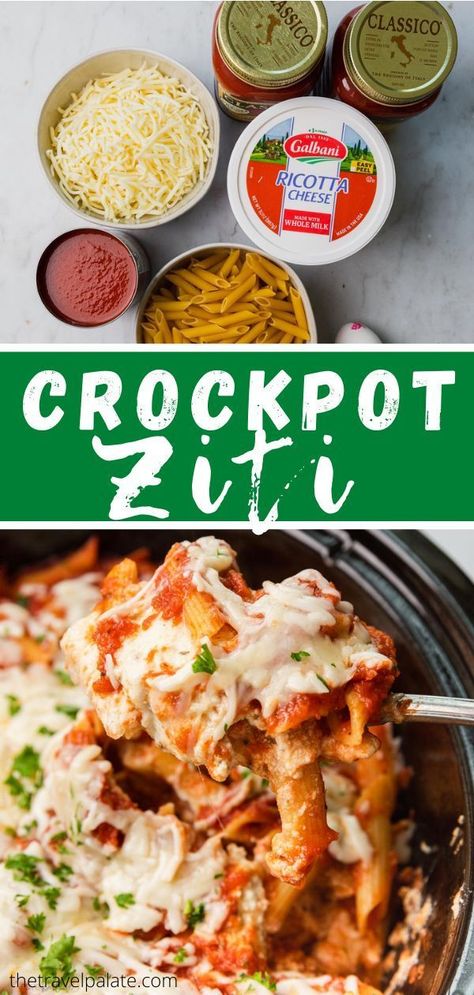 crockpot ziti Baked Ziti Crockpot, Crockpot Ziti, Slow Cooker Ziti, Crock Pot Ziti, Red Pasta Sauce, Slow Cooker Baked Ziti, Red Sauce Pasta Recipe, Baked Ziti With Ricotta, Easy Crockpot Soup