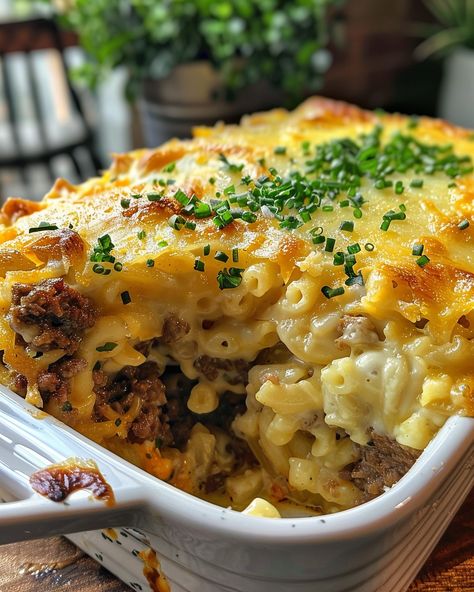 Cheese Meatloaf, Recipes Aesthetic, Meatloaf Casserole, Cheese Stuffed Meatloaf, Food Fest, Shredded Cheddar Cheese, Random Aesthetics, Elbow Macaroni, Shredded Mozzarella