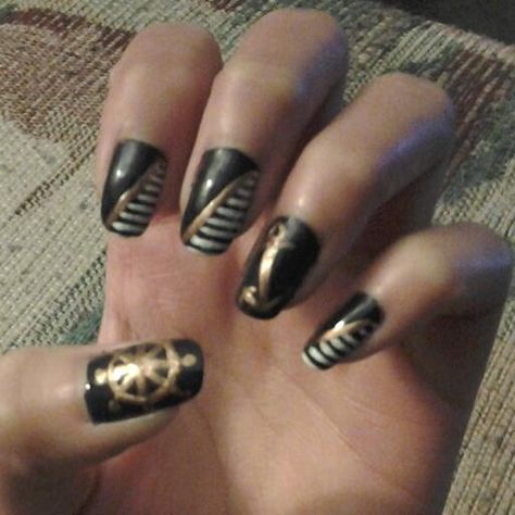 nautical nails Steampunk Nails Easy, Steampunk Nails, Nautical Nails, Get Nails, Nail Designs, Nail Art, Nails, Beauty