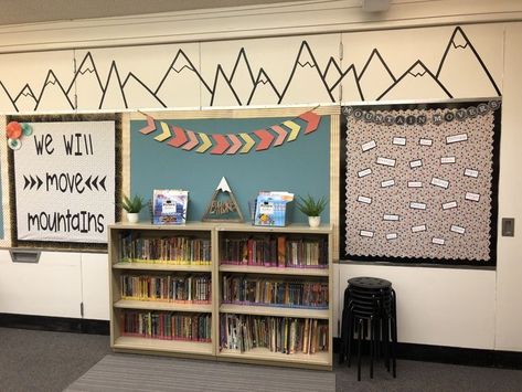 First Classroom, Preschool Classroom Setup, Camping Classroom, Moving Mountains, Camping Theme Classroom, Growth Mindset Posters, Third Grade Classroom, Theme Classroom, New Classroom